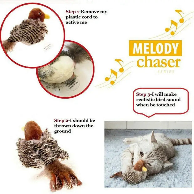 Interactive bird chirping cat toy