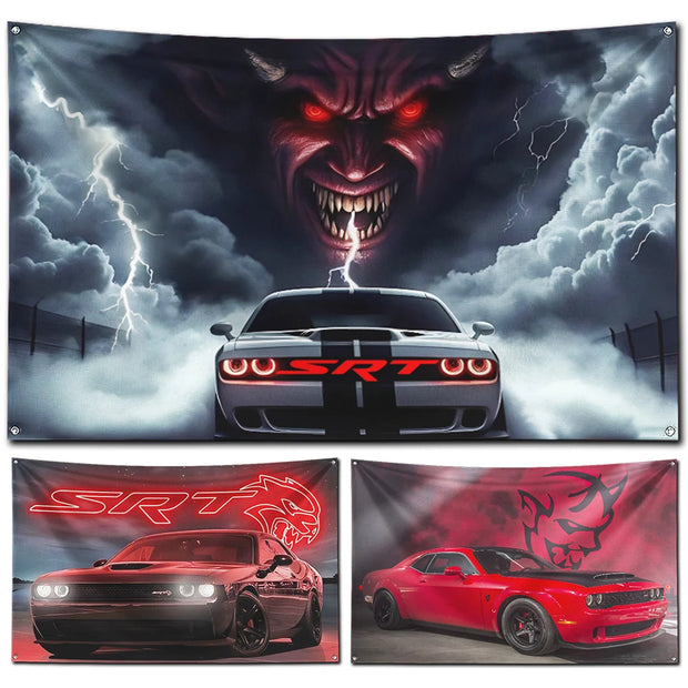 Hellcat Dodge Banner for Garage Decoration